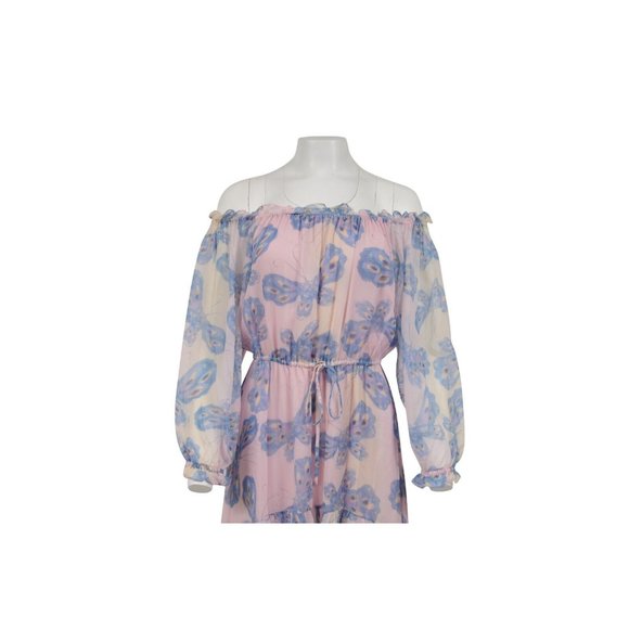 Diane Von Furstenberg Womens Camila Dress Size 6 Pink Off Shoulder Chiffon Silk - Picture 2 of 12